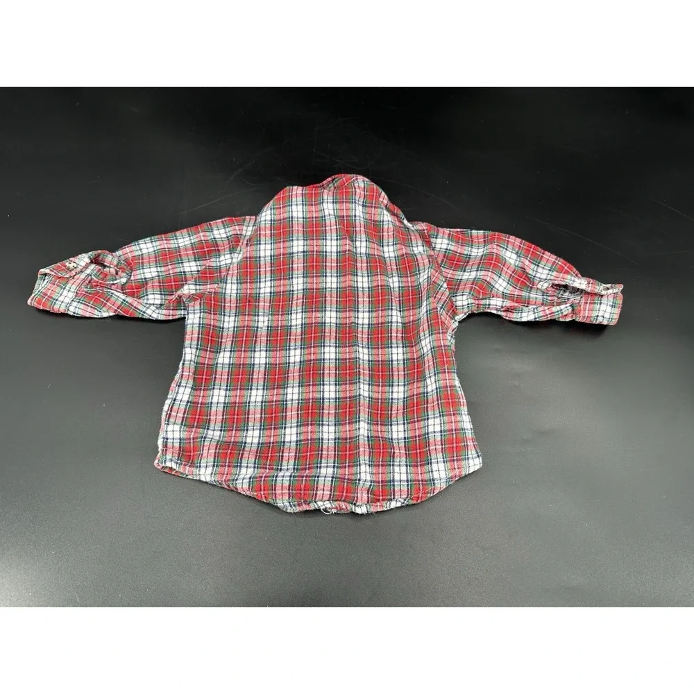 VTG Osh Kosh Bgosh Red Plaid Button Up Shirt‎  Cotton Kids Sz 18 Months